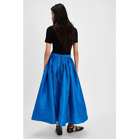 New Free People Emilia Full Skirt $98 SMALL Lake Victoria BLUE High-Rise - Picture 2 of 4
